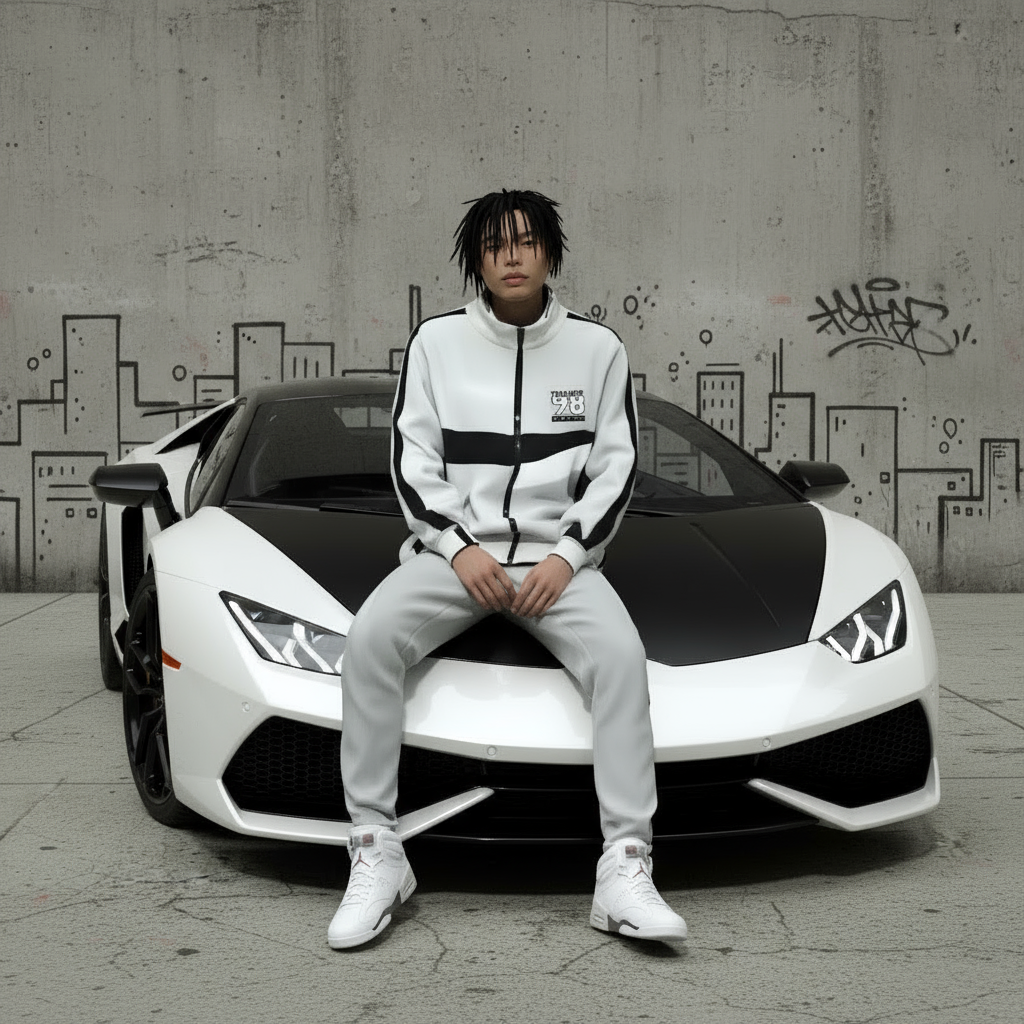 *SEAN JOHN* (GREY-MULTI)  POLYESTER COLLARED ZIP UP TRACKSUITS (XB SIZED)