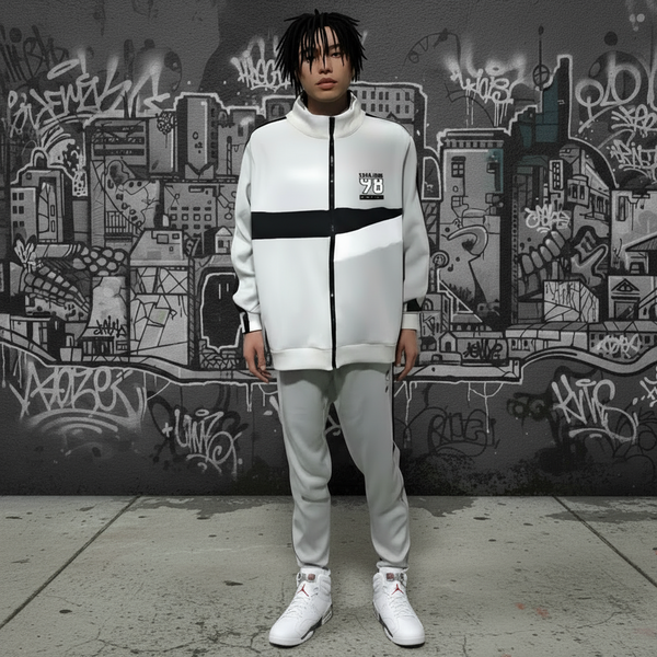 •SEAN JOHN• (GREY-MULTI)  POLYESTER COLLARED ZIP UP TRACKSUITS (XB SIZED)