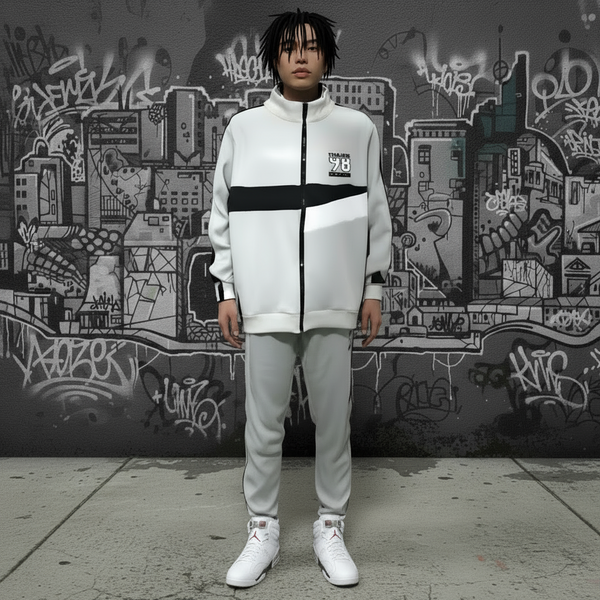 *SEAN JOHN* (GREY-MULTI)  POLYESTER COLLARED ZIP UP TRACKSUITS (XB SIZED)