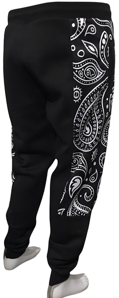 ^OUTFIT KINGS^ LUXURY BLACK BANDANA JOGGER SWEATPANTS (CUT & SEW COLLECTION)