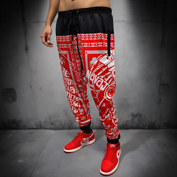 *TRIBE VIBES* (RED-GREY-BLACK-WHITE) JOGGER SWEATPANTS