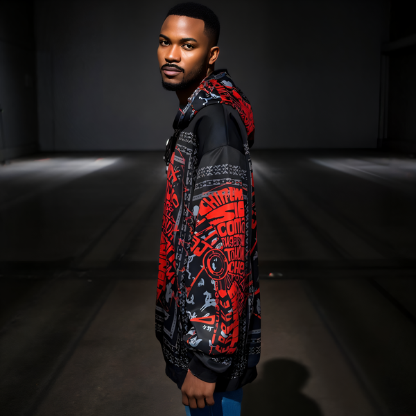^TRIBE VIBES^ (RED-GREY-BLACK) PULLOVER HOODIES