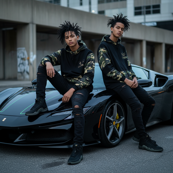 •CHIEFIN’ ADI-FEATHER• (GREEN CAMOUFLAGE) LUX ZIP UP HOODIES (CUT & SEW)