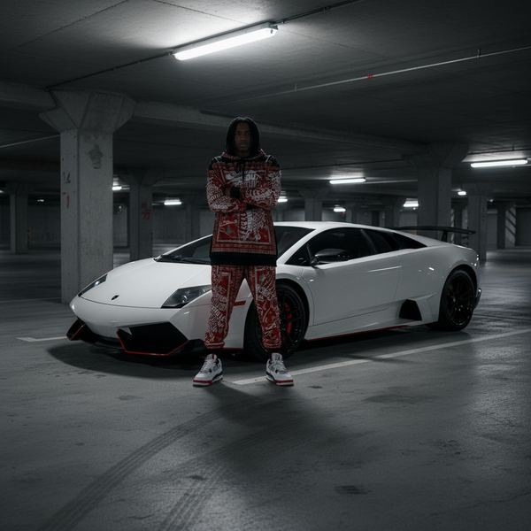 •TRIBE VIBES• (RED-GREY-BLACK-WHITE) FULL HOODED JOGGERS SWEATSUITS