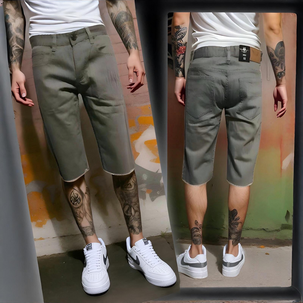 ^VICTORIOUS^ (GREY) DENIM SHORTS (WAIST 32'')