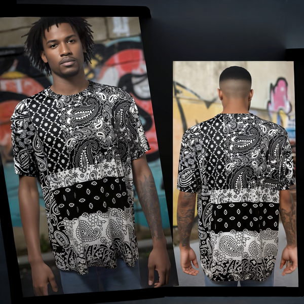 •PAISLEY T-SHIRT• ~Black & White~ *Light summer activewear*