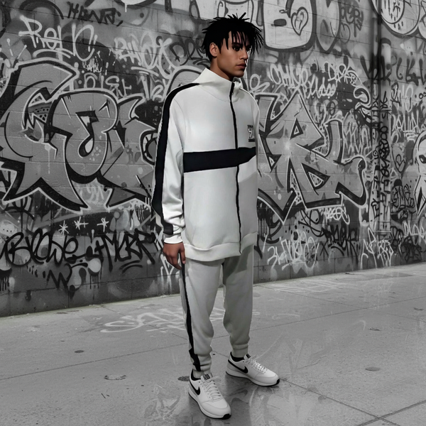•SEAN JOHN• (GREY-MULTI)  POLYESTER COLLARED ZIP UP TRACKSUITS (XB SIZED)
