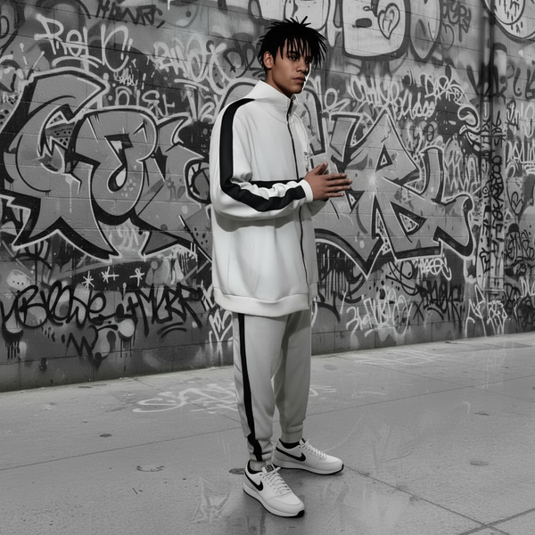 *SEAN JOHN* (GREY-MULTI)  POLYESTER COLLARED ZIP UP TRACKSUITS (XB SIZED)