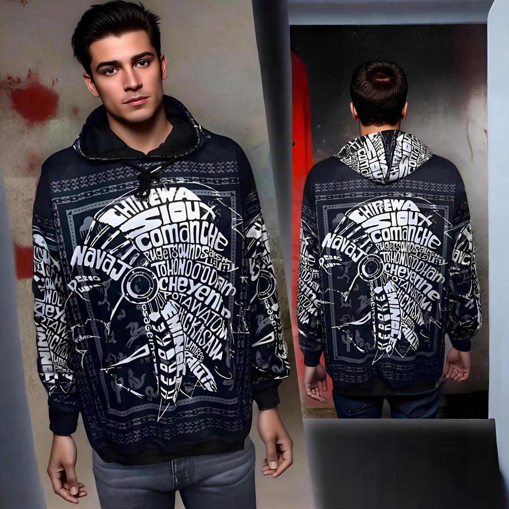 ^TRIBE VIBES^ (BLACK-WHITE-GREY) PULLOVER HOODIES