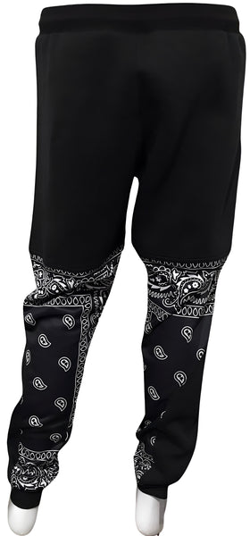 ^OUTFIT KINGS^ LUXURY BLACK BANDANA JOGGER SWEATPANTS (CUT & SEW COLLECTION)