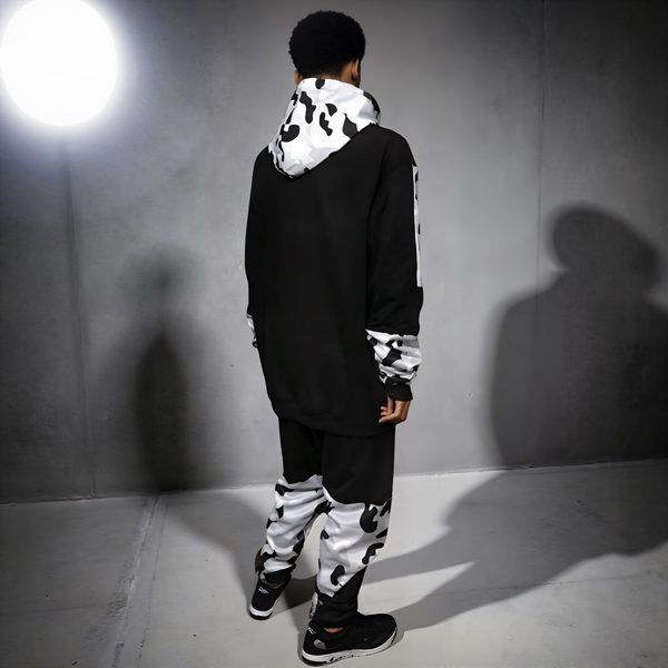 •CHIEFIN’ ADI-FEATHER• (WHITE CAMOUFLAGE) LUXURY HOODED ZIP UP TRACKSUITS (CUT & SEW)