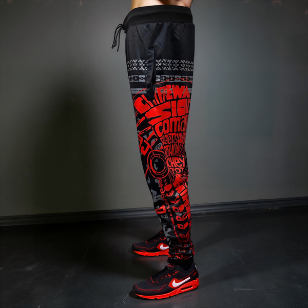 ^TRIBE VIBES^ (RED-GREY-BLACK) JOGGER SWEATPANTS