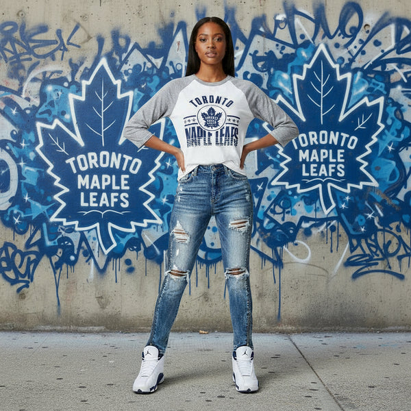 *Toronto Maple Leafs* baseball raglan tees by Mitchell & Ness (Women)