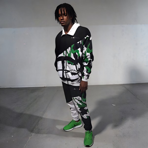 •CHAMPION CHIEF• LUXURY (GREEN CAMOUFLAGE) TRACKSUITS (CUT & SEW) (EMBROIDERED LOGOS)