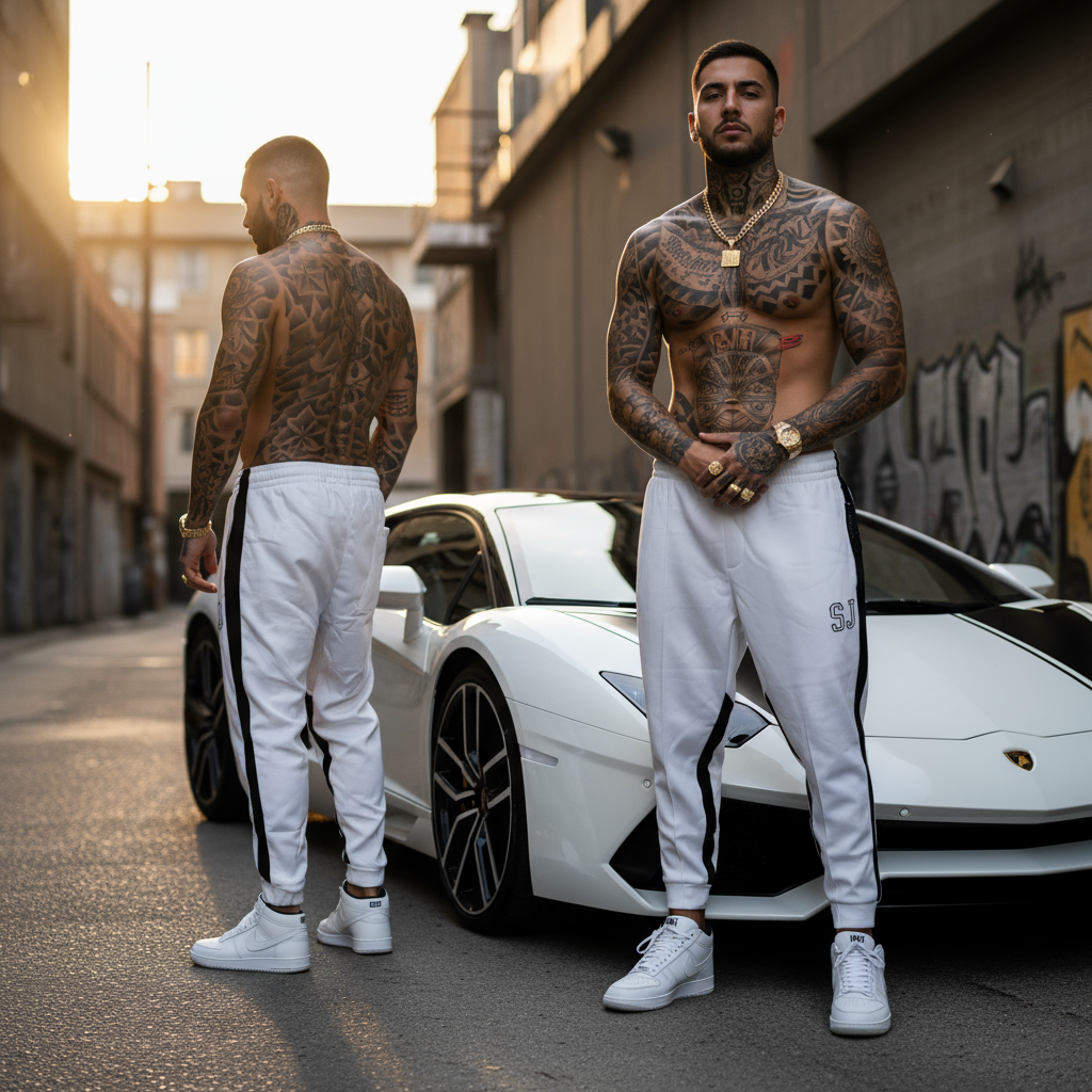 *SEAN JOHN* (WHITE) POLYESTER JOGGER SWEATPANTS (XB SIZED)