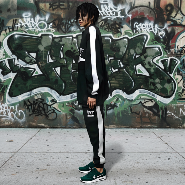 •SEAN JOHN• (*GREEN-MULTI*) POLYESTER COLLARED ZIP UP TRACKSUITS (XB SIZED)
