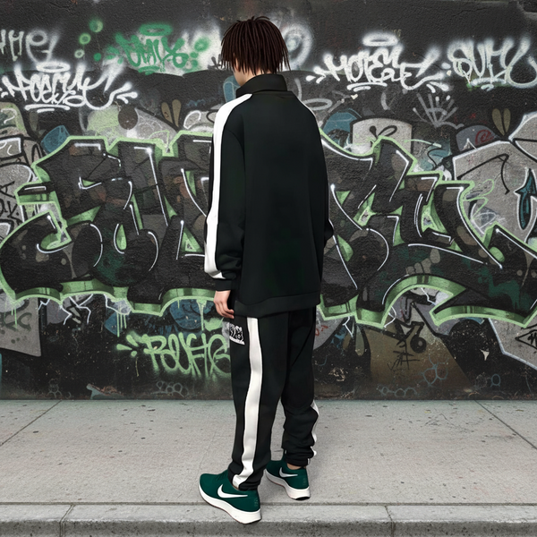 •SEAN JOHN• (*GREEN-MULTI*) POLYESTER COLLARED ZIP UP TRACKSUITS (XB SIZED)