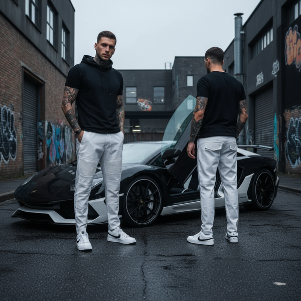 *AKADEMIKS* (WHITE) ~SLIM STRETCH~ RIBBED DENIM (34” X 32”)