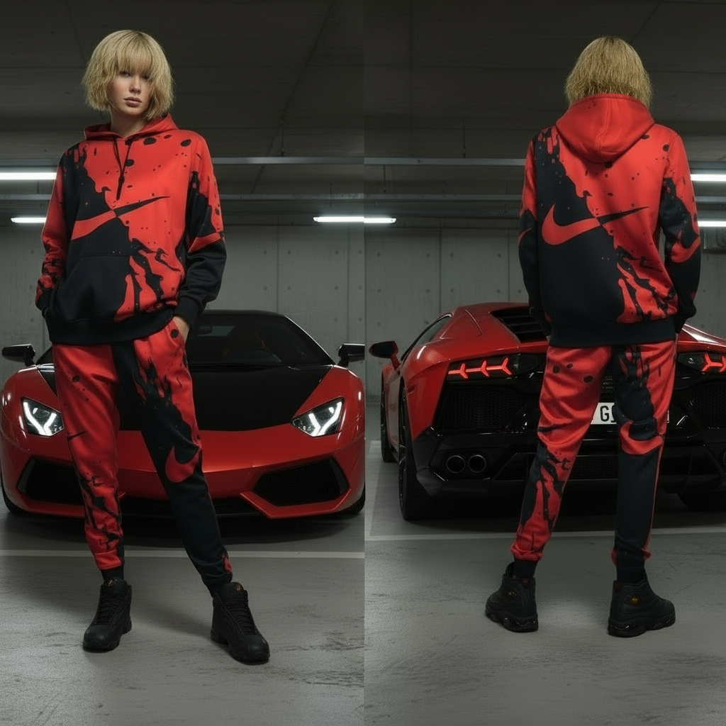 •SWOOSH• JOGGER SWEATSUITS FOR WOMEN (HOODED) (FLEECY SOFT LINED)