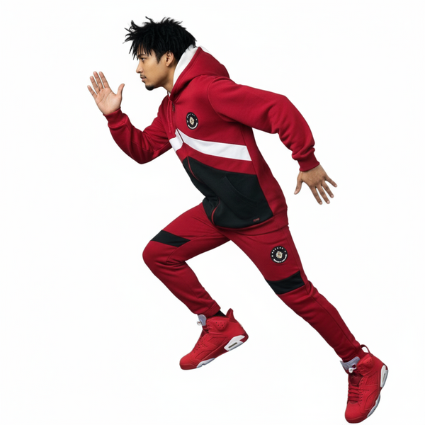 •SEAN JOHN• (RED-MULTI) POLYESTER HOODED ZIP UP TRACKSUITS (XB SIZED)