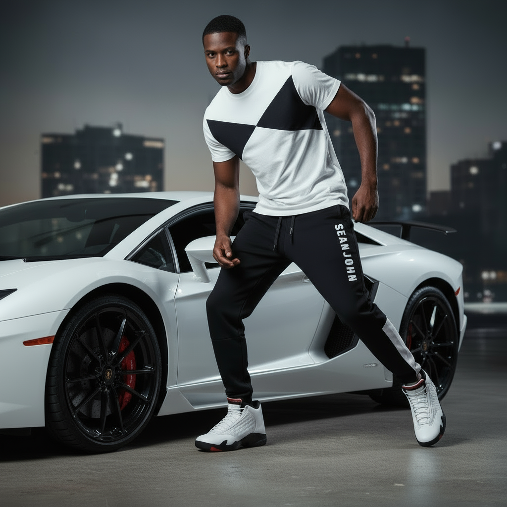 *SEAN JOHN* (BLACK) •POLYESTER JOGGER SWEATPANTS• (XB SIZED)