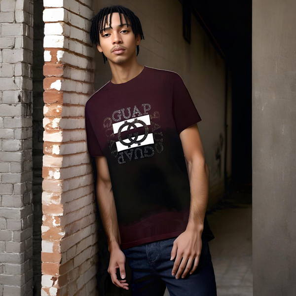 ^GUAP^ FANCY SHORT SLEEVE T-SHIRTS (BURGUNDY - BLACK TIE DYE)