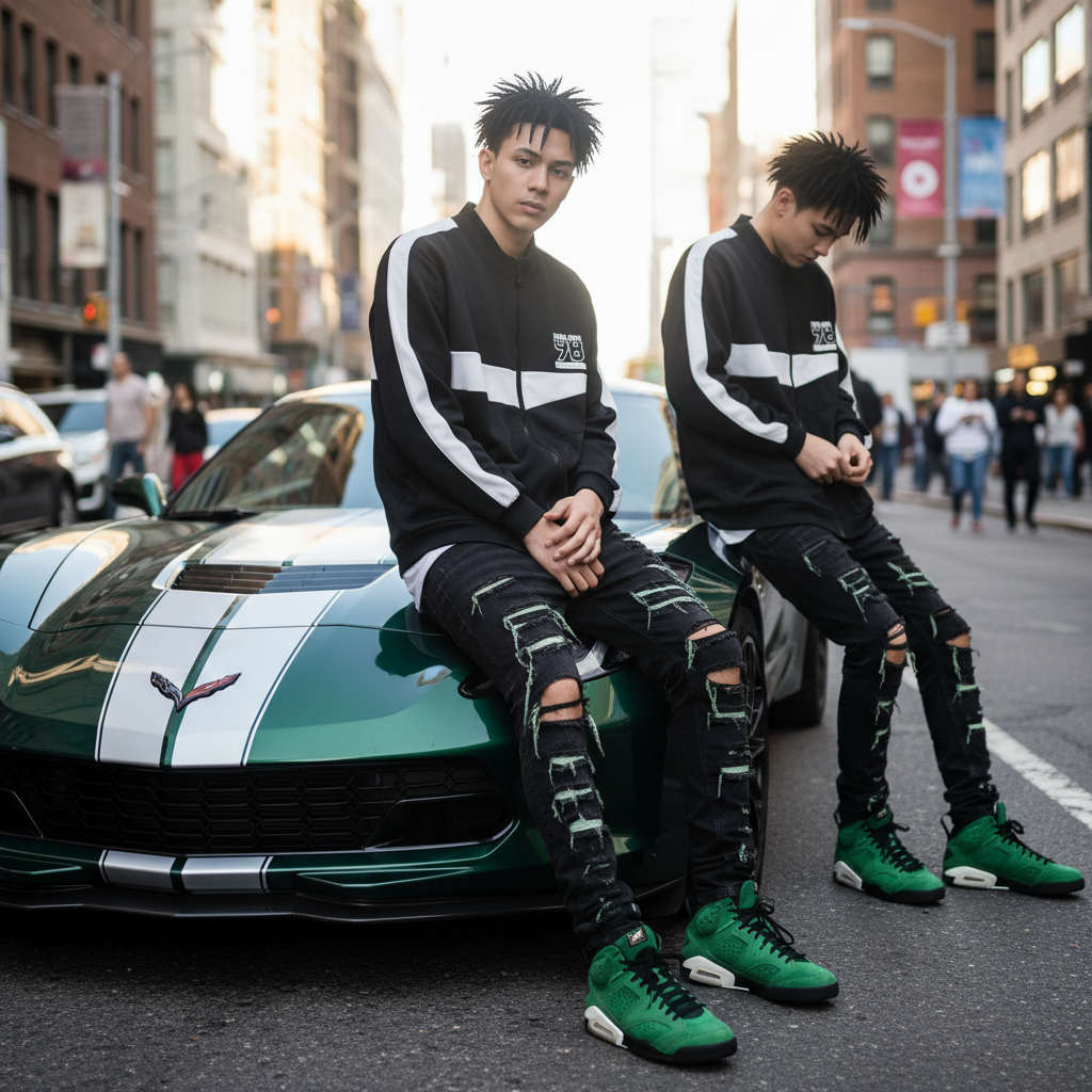 *SEAN JOHN* (*GREEN-MULTI*) POLYESTER ZIP UP TRACK JACKETS (XB SIZED)