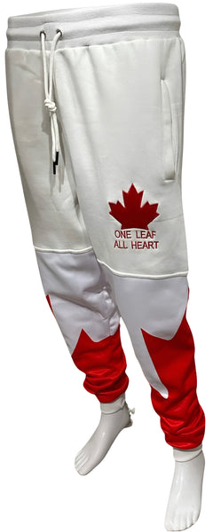 *ALL HEART* ~World Juniors Team Canada~ (WHITE-RED) •JOGGER SWEATPANTS• (Cut & Sew / Embroidery)