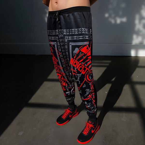 ^TRIBE VIBES^ (RED-GREY-BLACK) JOGGER SWEATPANTS
