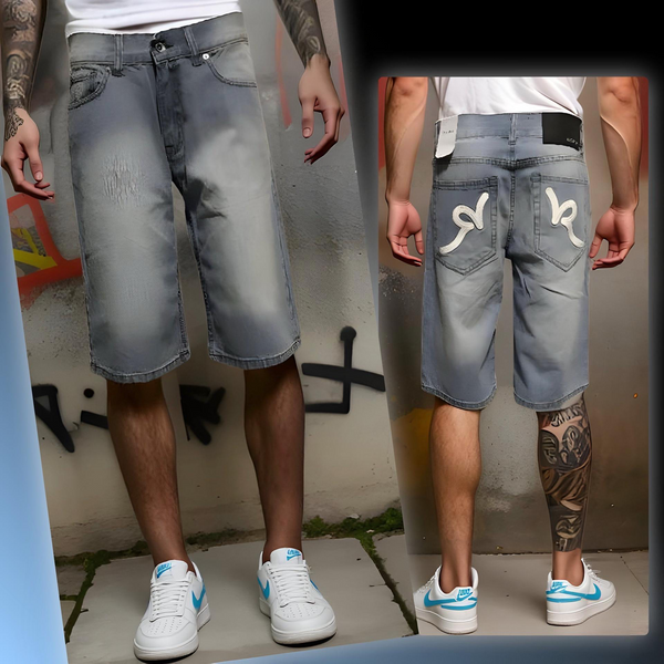 •ROCAWEAR• *CLASSIC* ~ICE BLUE~ DENIM SHORTS FOR MEN (WAIST 32”)
