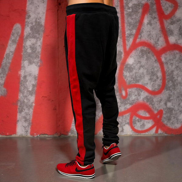 •CHICAGO 23• (BLACK-RED) JOGGER SWEATPANTS (EMBROIDERED)