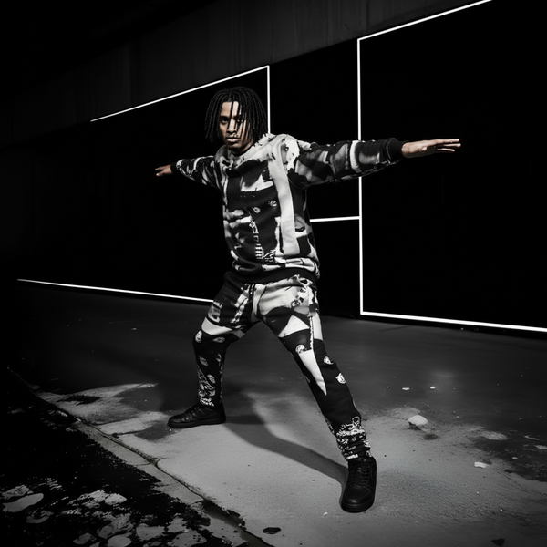*BLACK FLAG* (BLACK-MULTI) ~ASAP FERG~ HOODED JOGGER SWEATSUITS (FLEECY SOFT LINED)
