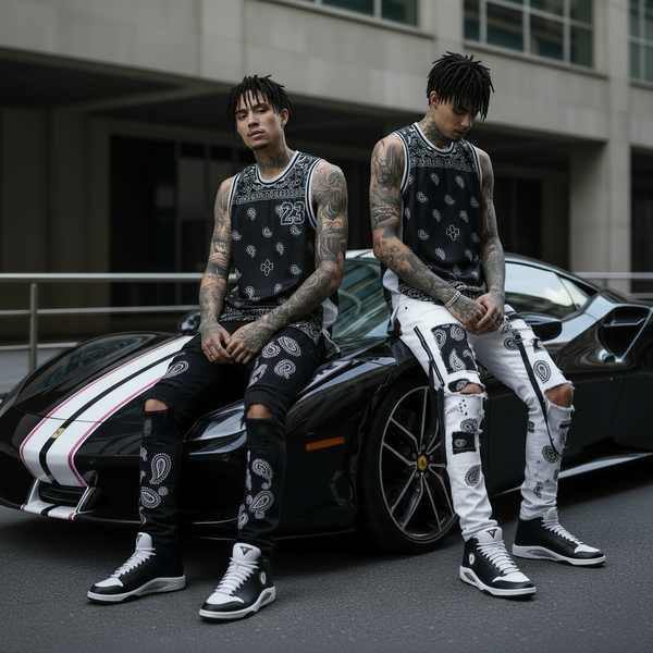 *23* ~BLACK BANDANA~ MESH CREWNECK BASKETBALL JERSEYS (TALL BODY)