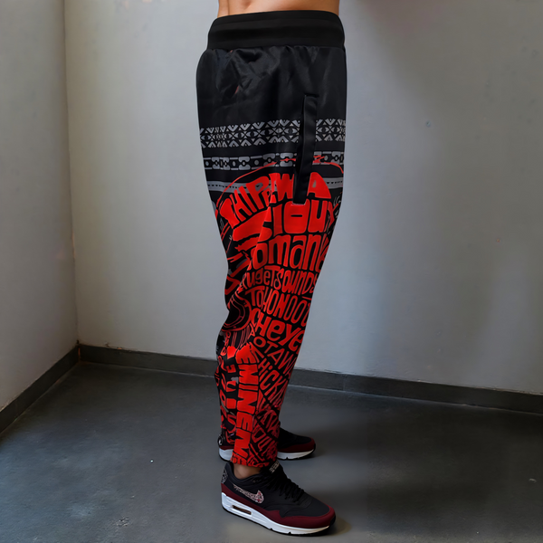 ^TRIBE VIBES^ (RED-GREY-BLACK) JOGGER SWEATPANTS
