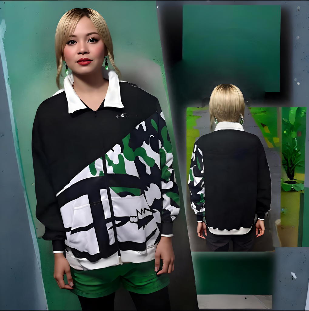 •CHAMPION CHIEF• LUXURY (GREEN CAMOUFLAGE) ZIP UP TRACK JACKETS (COLLARED)