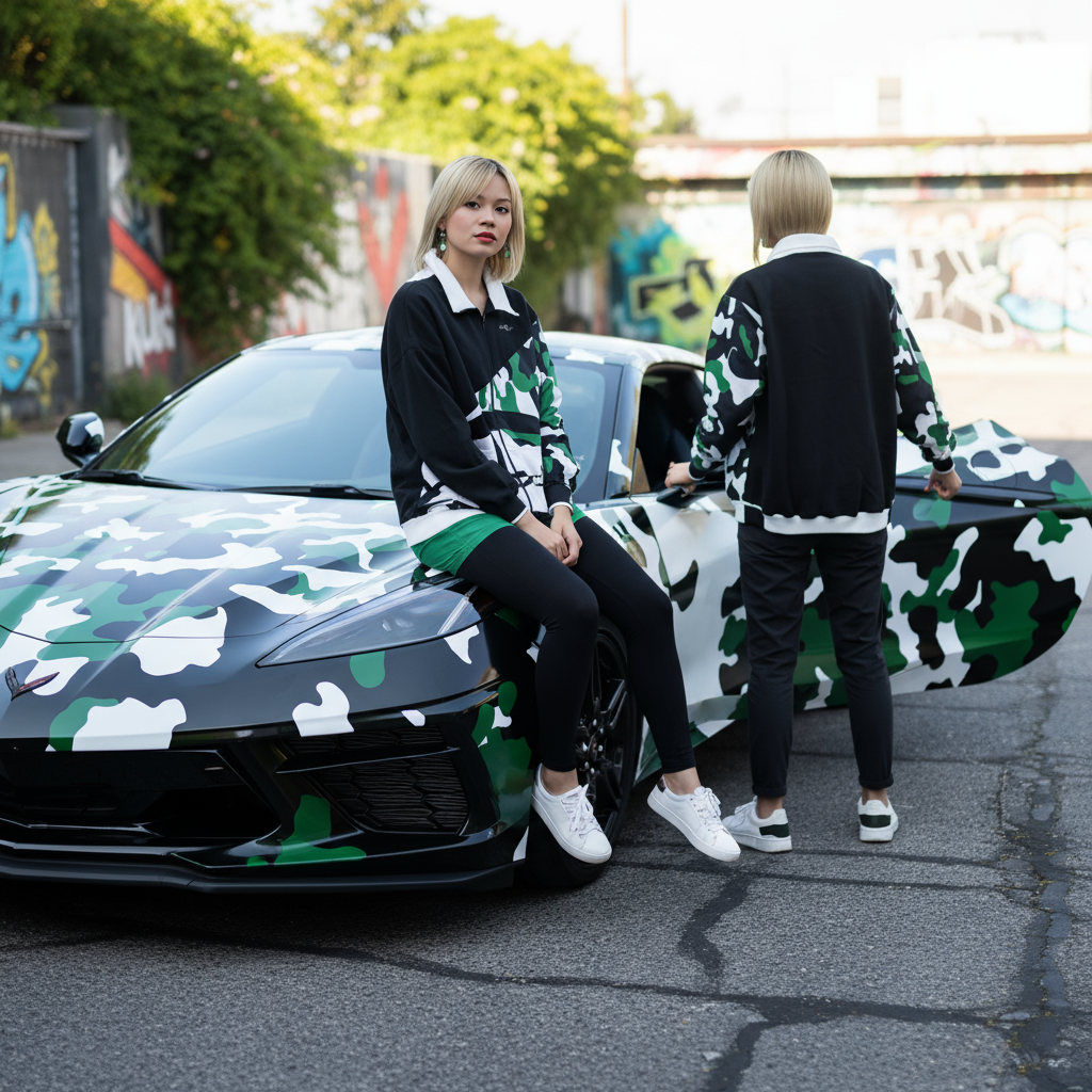*CHAMPION CHIEF* LUXURY (GREEN CAMOUFLAGE) ZIP UP TRACK JACKETS (COLLARED)