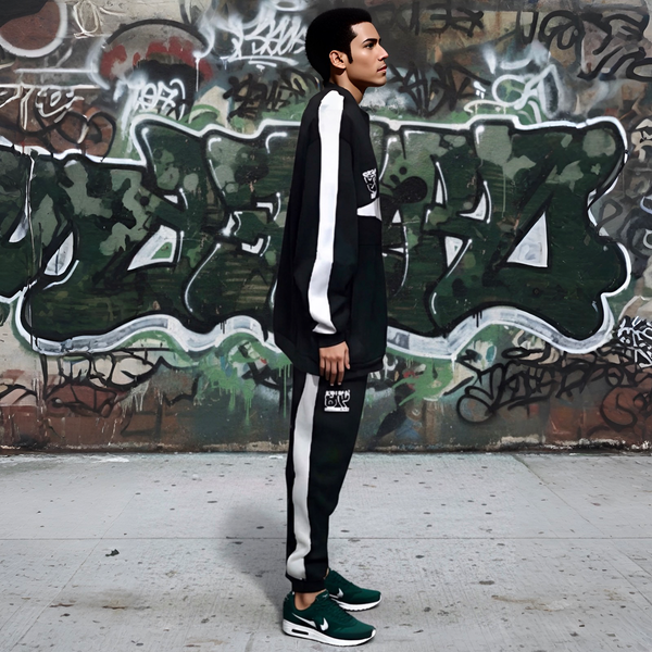 •SEAN JOHN• (*GREEN-MULTI*) POLYESTER COLLARED ZIP UP TRACKSUITS (XB SIZED)