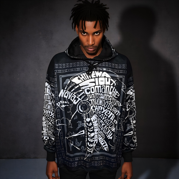 ^TRIBE VIBES^ (BLACK-WHITE-GREY) PULLOVER HOODIES