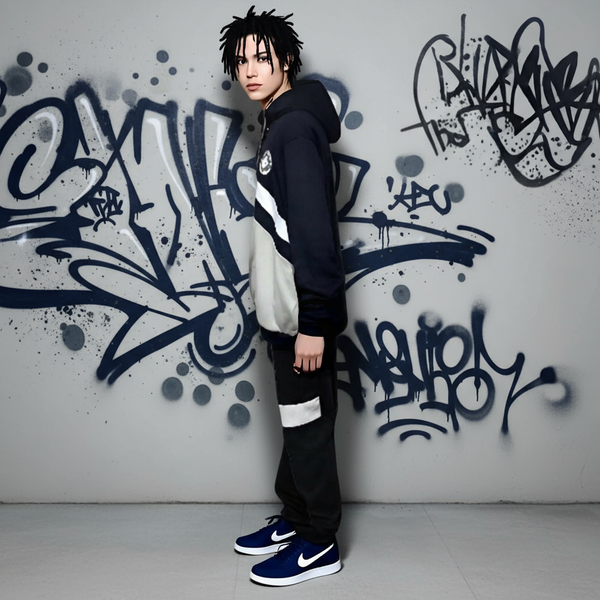 •SEAN JOHN• (NAVY-MULTI) POLYESTER HOODED ZIP UP TRACKSUITS (XB SIZED)