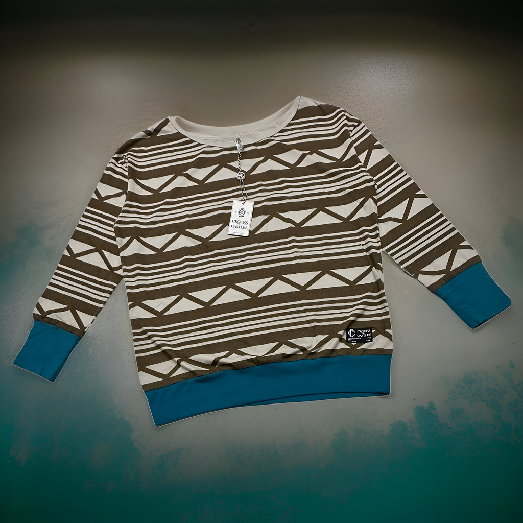 *CROOKS & CASTLES* (BROWN-MULTI) ~APACHE~ KNIT TOP FOR WOMEN