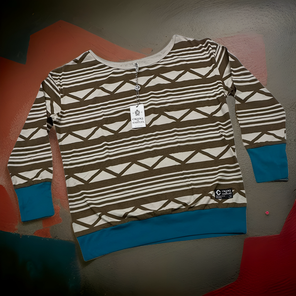 *CROOKS & CASTLES* (BROWN-MULTI) ~APACHE~ KNIT TOP FOR WOMEN