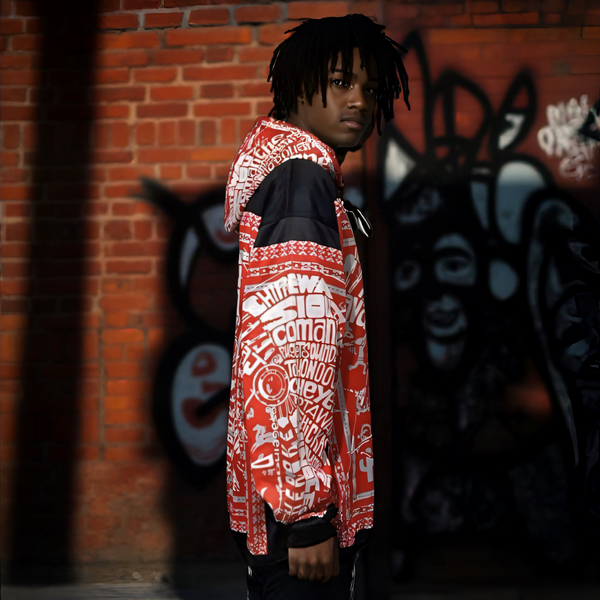 ^TRIBE VIBES^ (RED-GREY-BLACK-WHITE) PULLOVER HOODIES