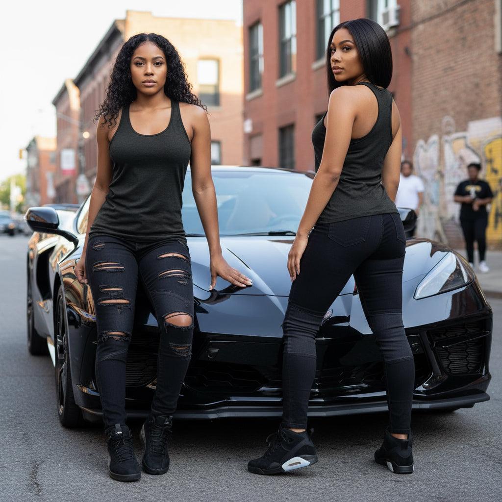 *BELLA CANVAS* ~DARK GREY~ RACER BACK TANK TOPS FOR WONEN (LIGHTWEIGHT)