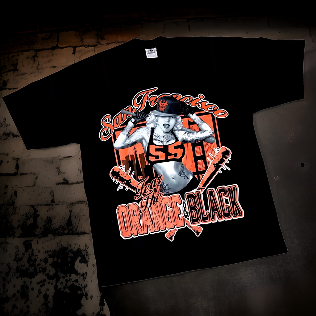 *<SC>* (BLACK) ~SAN FRANSISCO GIANTS~ HEAVY COTTON JUMBO PRINT TEES