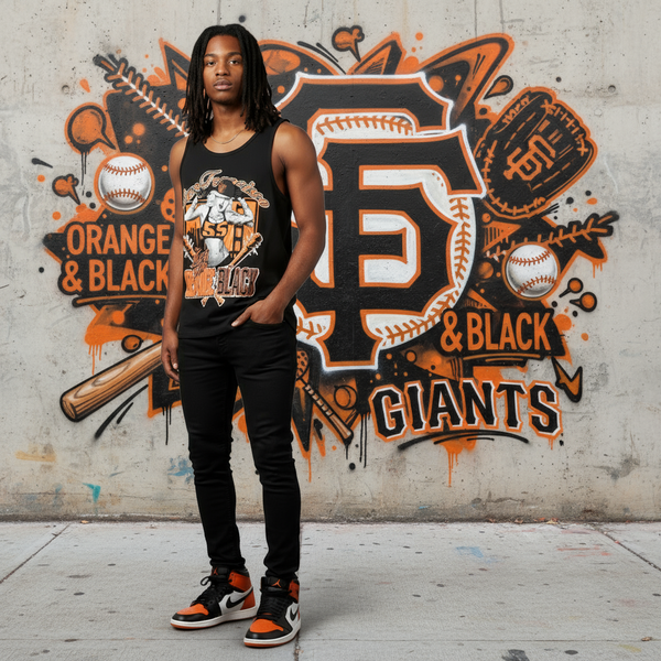 *<SC>* (BLACK) ~SAN FRANCISCO GIANTS~ HEAVY COTTON JUMBO PRINT TANK TOPS