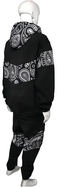 •OUTFIT KINGS• LUXURY BLACK BANDANA JOGGER SWEATSUITS (CUT & SEW COLLECTION)