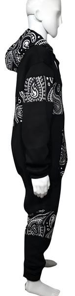 •OUTFIT KINGS• LUXURY BLACK BANDANA JOGGER SWEATSUITS (CUT & SEW COLLECTION)