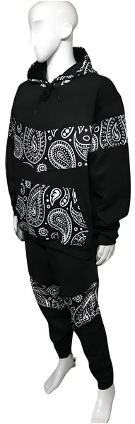 •OUTFIT KINGS• LUXURY BLACK BANDANA JOGGER SWEATSUITS (CUT & SEW COLLECTION)