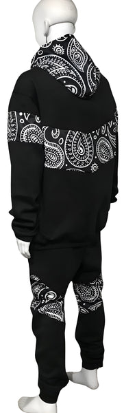 •OUTFIT KINGS• LUXURY BLACK BANDANA JOGGER SWEATSUITS (CUT & SEW COLLECTION)