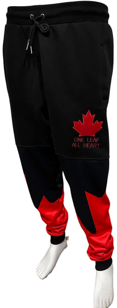 *ALL HEART* ~World Juniors Team Canada~ (BLACK-RED) •JOGGER SWEATPANTS• (Cut & Sew / Embroidery)